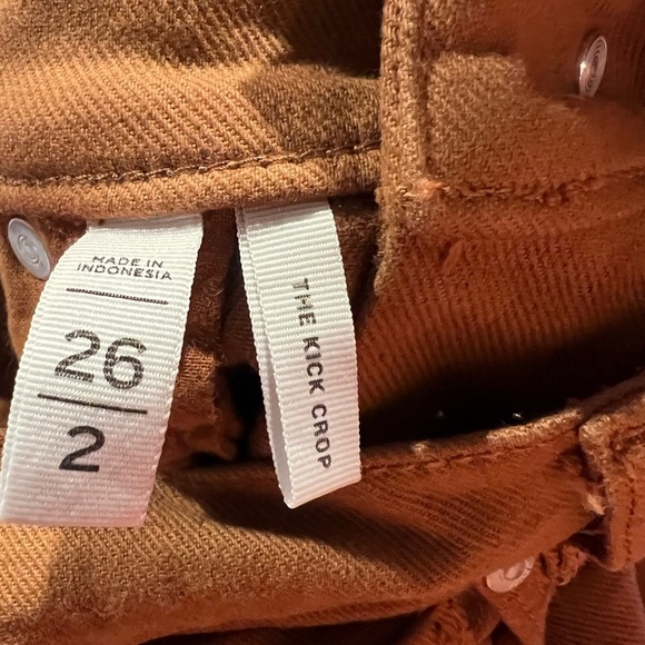 Loft Pintucked Frayed High Rise Kick Crop Jeans In Cocoa Powder Size 26 - Picture 9 of 11